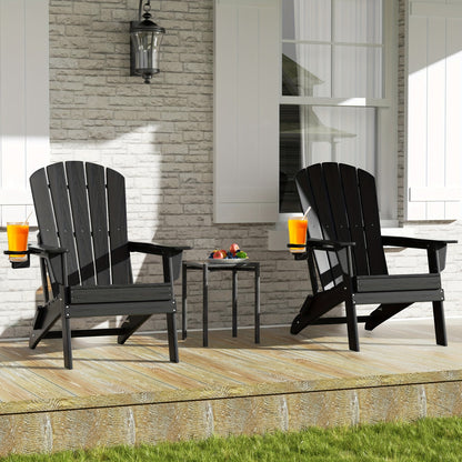 Folding Adirondack Chair with Cup Holder – HDPE All-Weather Outdoor Patio Chair