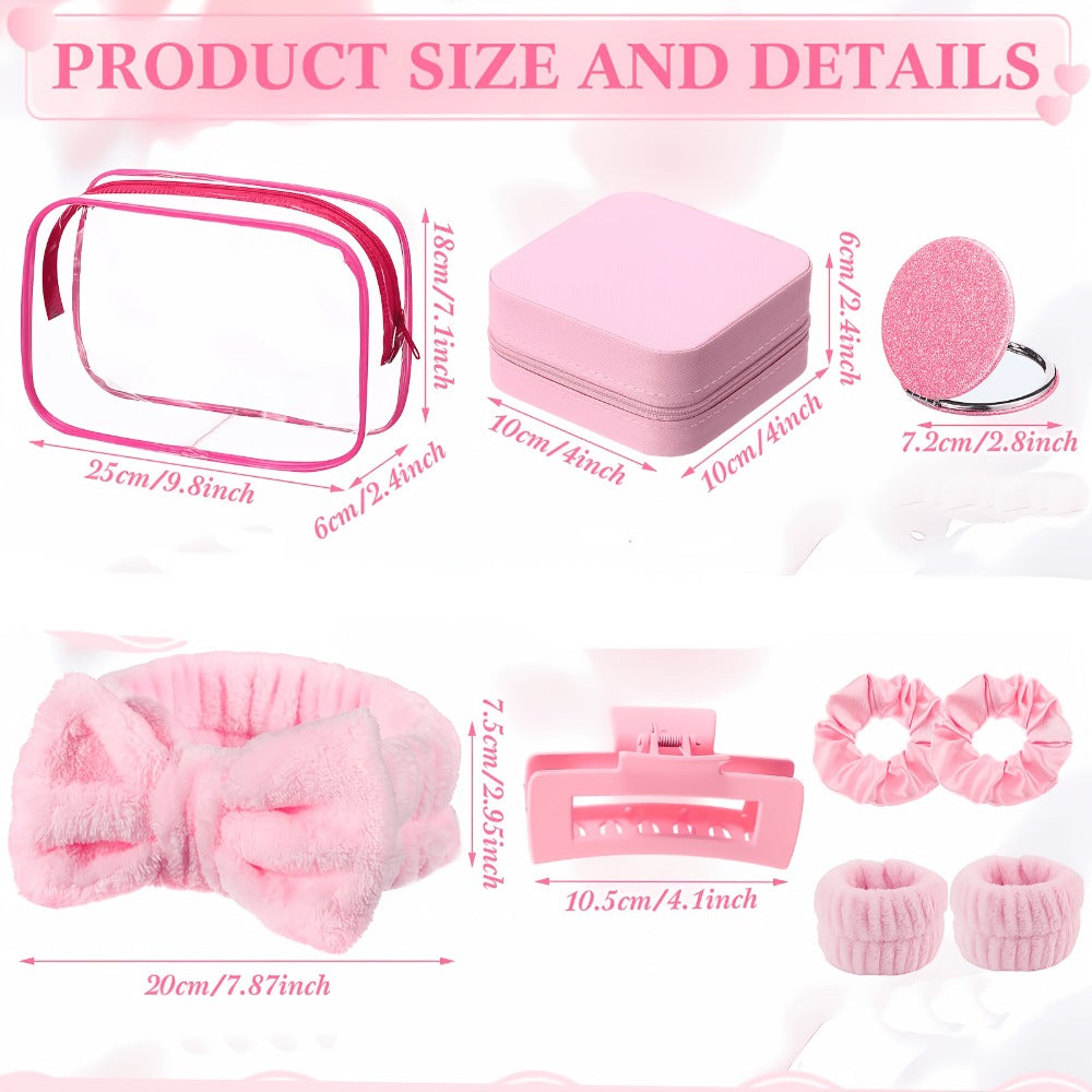 Spa Party Favors Set 48pcs for Women – Sleepover Party Supplies with Headband, Wristband, Scrunchies, Hair Clip, Jewelry Case