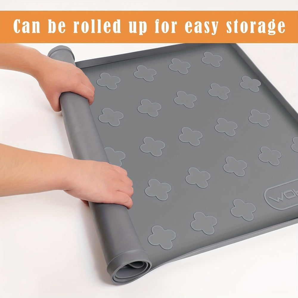 Silicone Under Sink Mat 34" x 22" Food Grade Cabinet Liner, Honeycomb Pattern Drip Tray for Kitchen Bathroom Cabinet Organizer