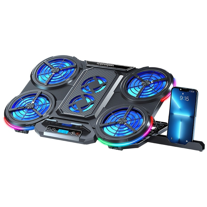 Laptop Cooling Pad with 6 Silent Fans, RGB Lighting & LCD Display for an Everyday Personal Care Routine