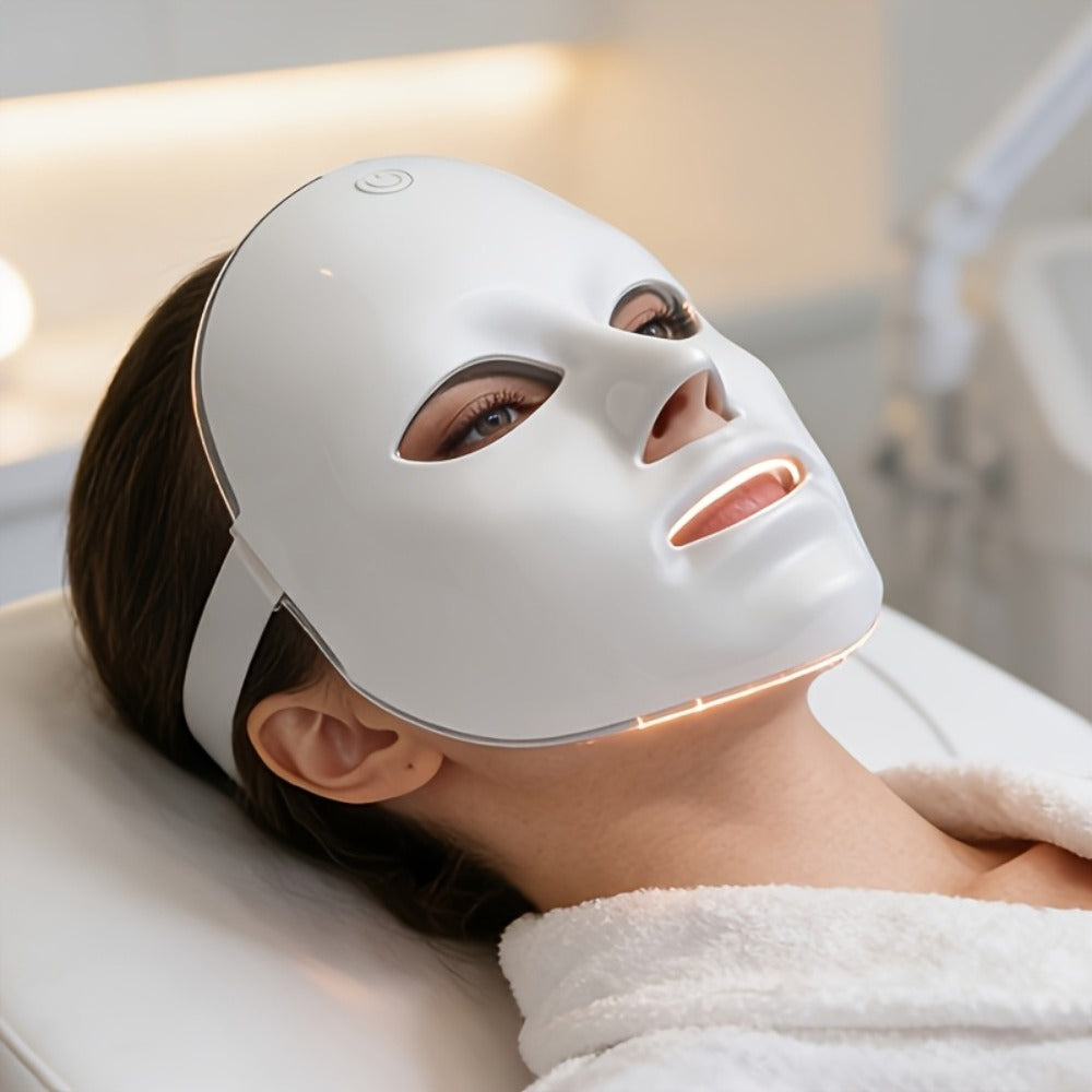 LED Light Therapy Face Mask 7 Color Photon Skin Rejuvenation - Acne Treatment Wrinkle for Bath Time, Home Spa and Personal Care
