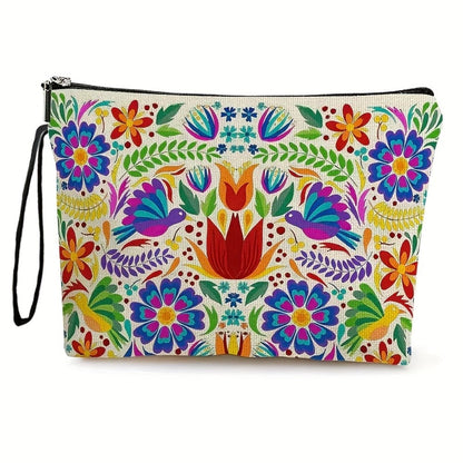 Makeup Bag Four-Piece Zipper Pouch Set in Floral or Animal Prints for Travel, Vanity and Everyday Beauty Storage