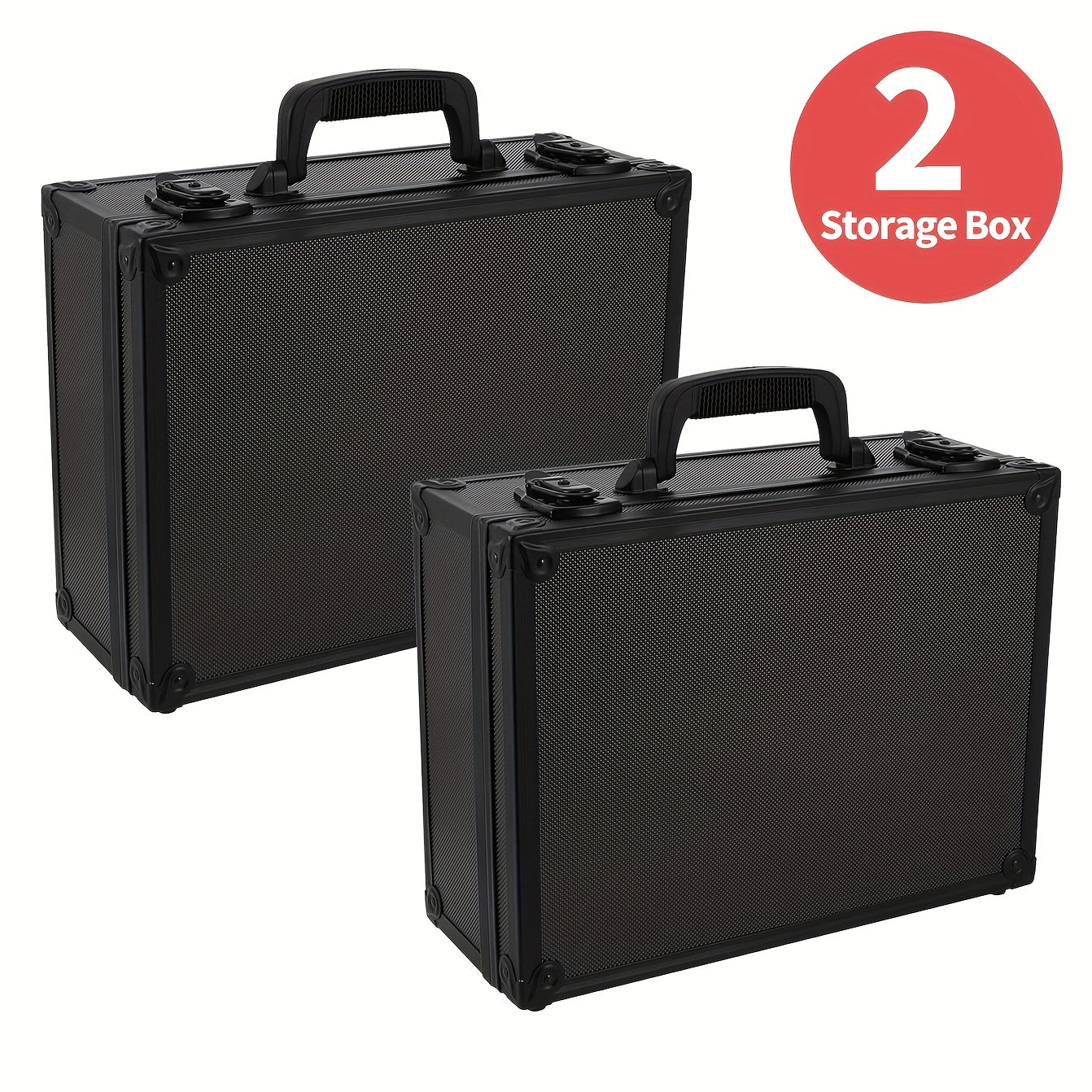 Two-Piece Hard Carrying Case Set for Trading Card Holders with Foam Dividers and Pictured Lock Hardware