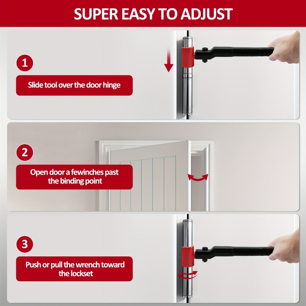 Door Hinge Adjustment Tool Kit 6-in-1 – Heavy Duty Steel Hinge Bender Wrench Set for Precise Door Gap Adjustment