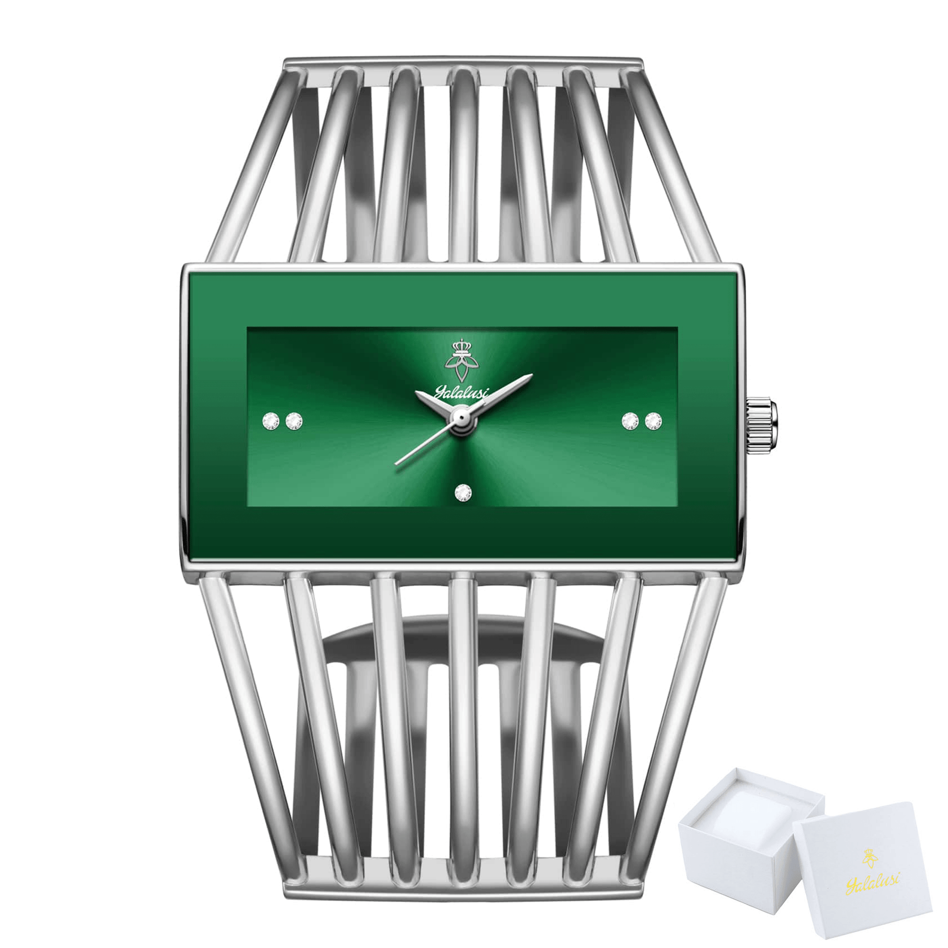 Women's Quartz Watch - 's Bracelet Elastic Openwork Band Square Dial Rhinestone Accents Elegant - product detail view 25