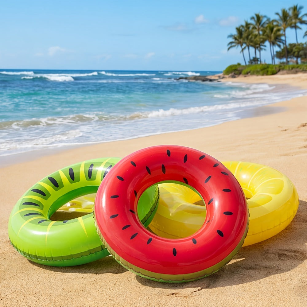 Glitter Donut Pool Float 3 Pack 32.5 Inch Inflatable Swim Ring Set – Strawberry Chocolate Mint Pool Tubes for Summer Pool Party