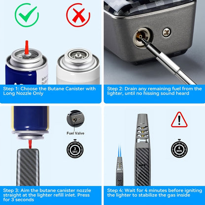 Kitchen Torch Lighter Carbon Fiber Windproof, Adjustable High-Temperature Flame with Safety Lock