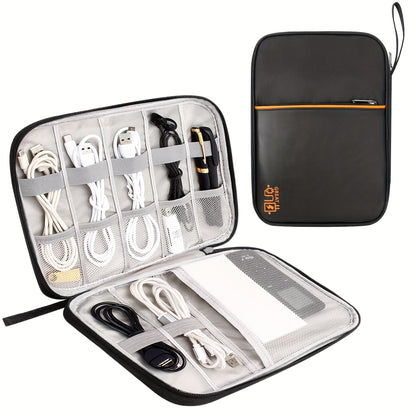 Cable Organizer Bag for Travel Double Layer, Electronics Case with Removable Dividers, Cables, Chargers