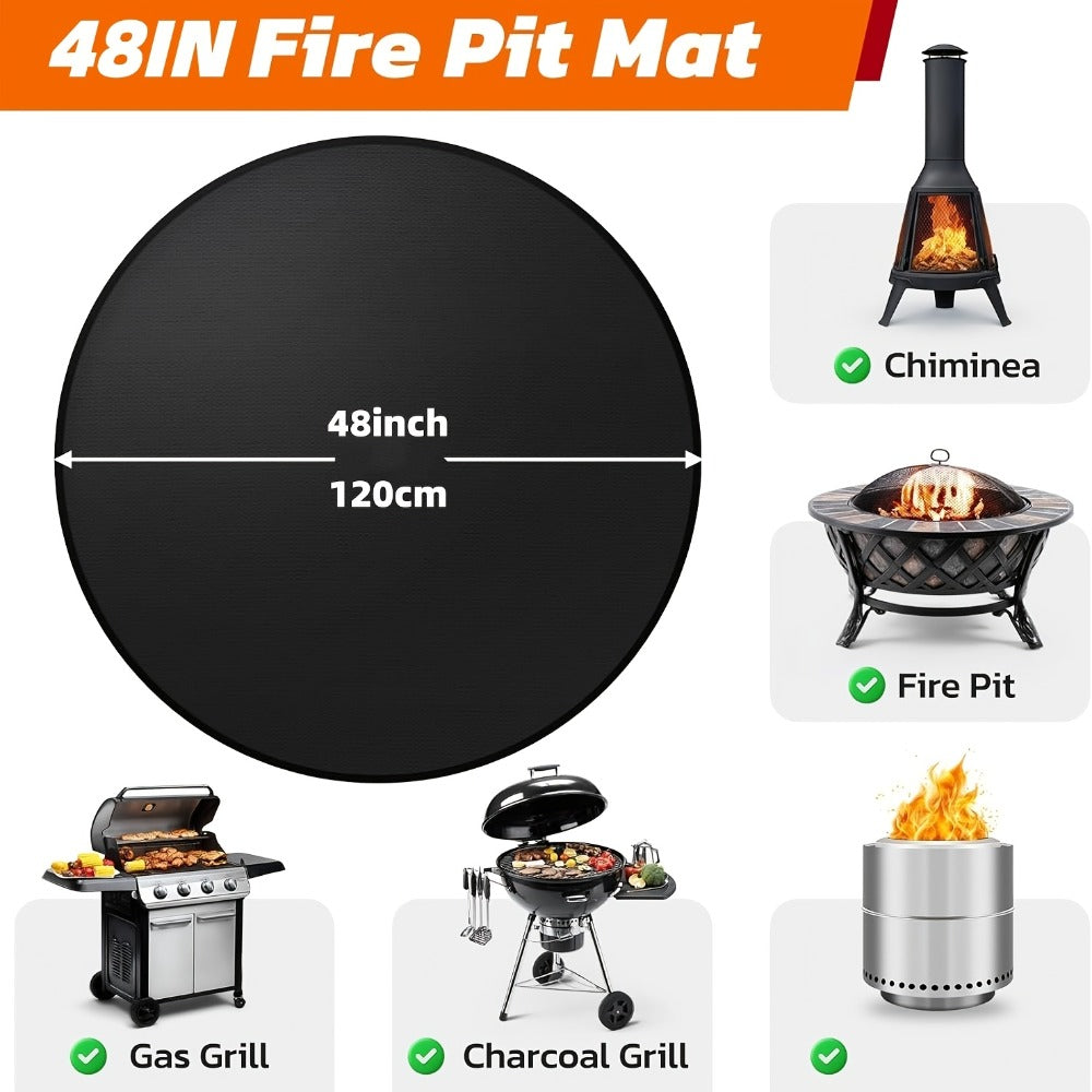 BBQ Grill Mat Fireproof & Heat Resistant - Double-Sided Fiberglass Grill Pad for Outdoor Grills, Fire Pits & Smokers