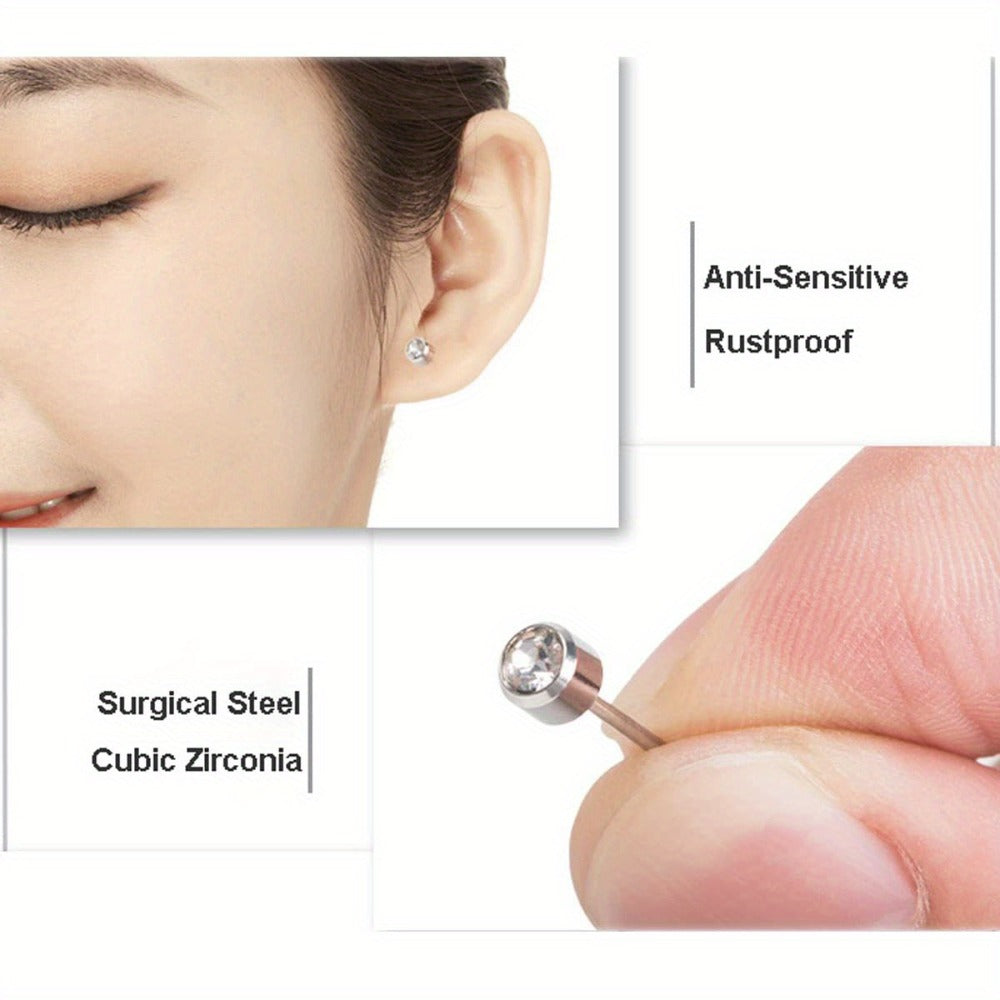 Ear Piercing Gun Kit with 24pcs Stainless Steel Studs, Professional Self Piercing Tool for Ear & Nose with Marking Pen