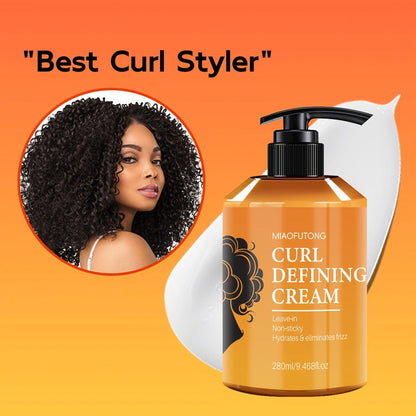 280ml Argan-Oil Curl Defining Cream in Pump Bottle for Leave-In Styling of Wavy, Curly and Coily Hair