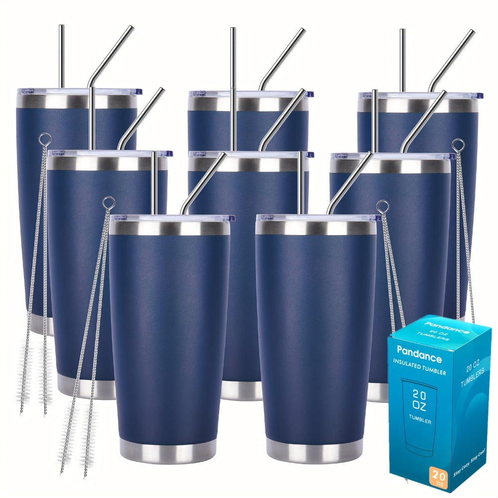 Stainless Steel Insulated Tumblers with Lid and Straw Bulk 20oz 304 Double Wall Vacuum Travel Mug for Hot Iced Coffee Drinks Water Cup Set