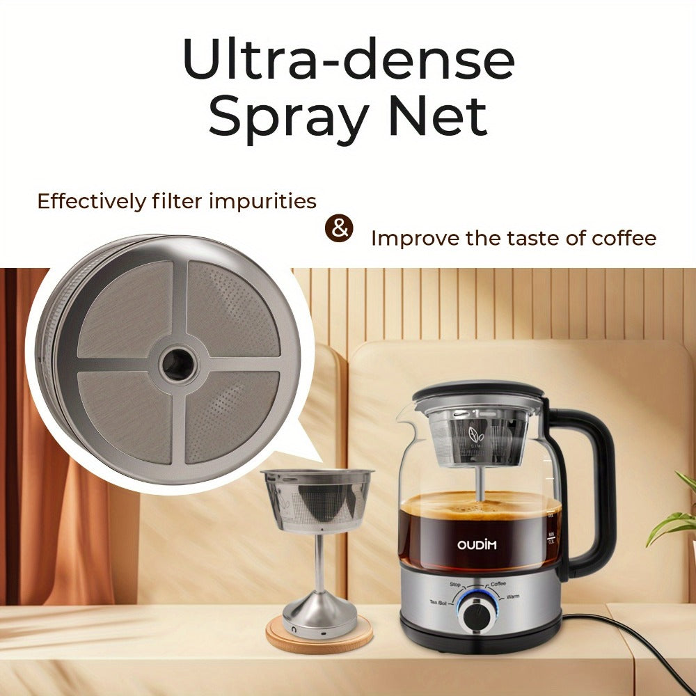 OD-T1206 Glass Coffee Maker and Tea Brewer with 1.2L Capacity, 600W Rating and Keep-Warm Control
