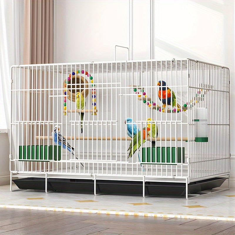 Bird Cage Large Foldable Metal – Escape-Proof Indoor Aviary for Pigeons Parrots & Small Birds with Perches