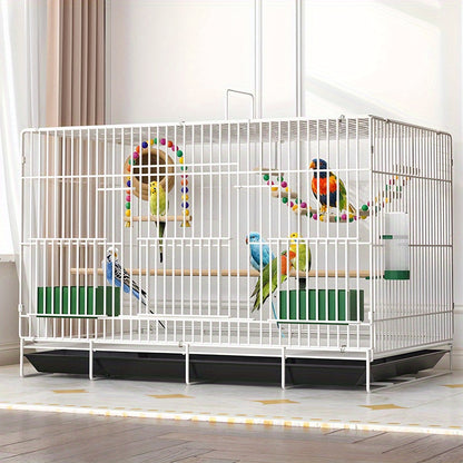 Bird Cage Large Foldable Metal – Escape-Proof Indoor Aviary for Pigeons Parrots & Small Birds with Perches