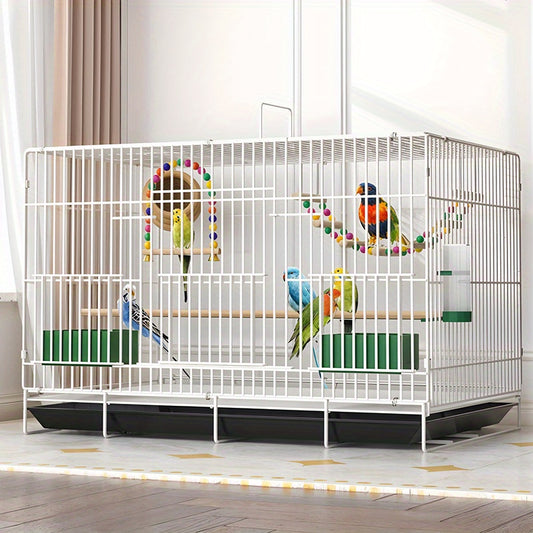 Bird Cage Large Foldable Metal – Escape-Proof Indoor Aviary for Pigeons Parrots & Small Birds with Perches