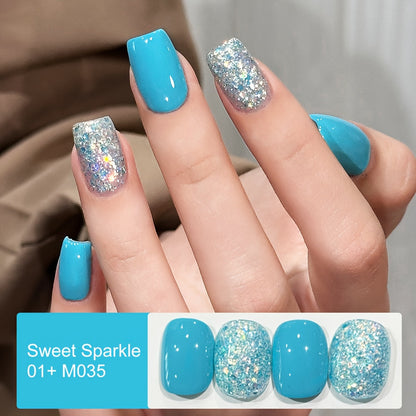 Gel Nail Polish Two-Color Candy Glitter Duo, 0.51 oz Each with Seven Shade Pair Options for UV/LED Curing