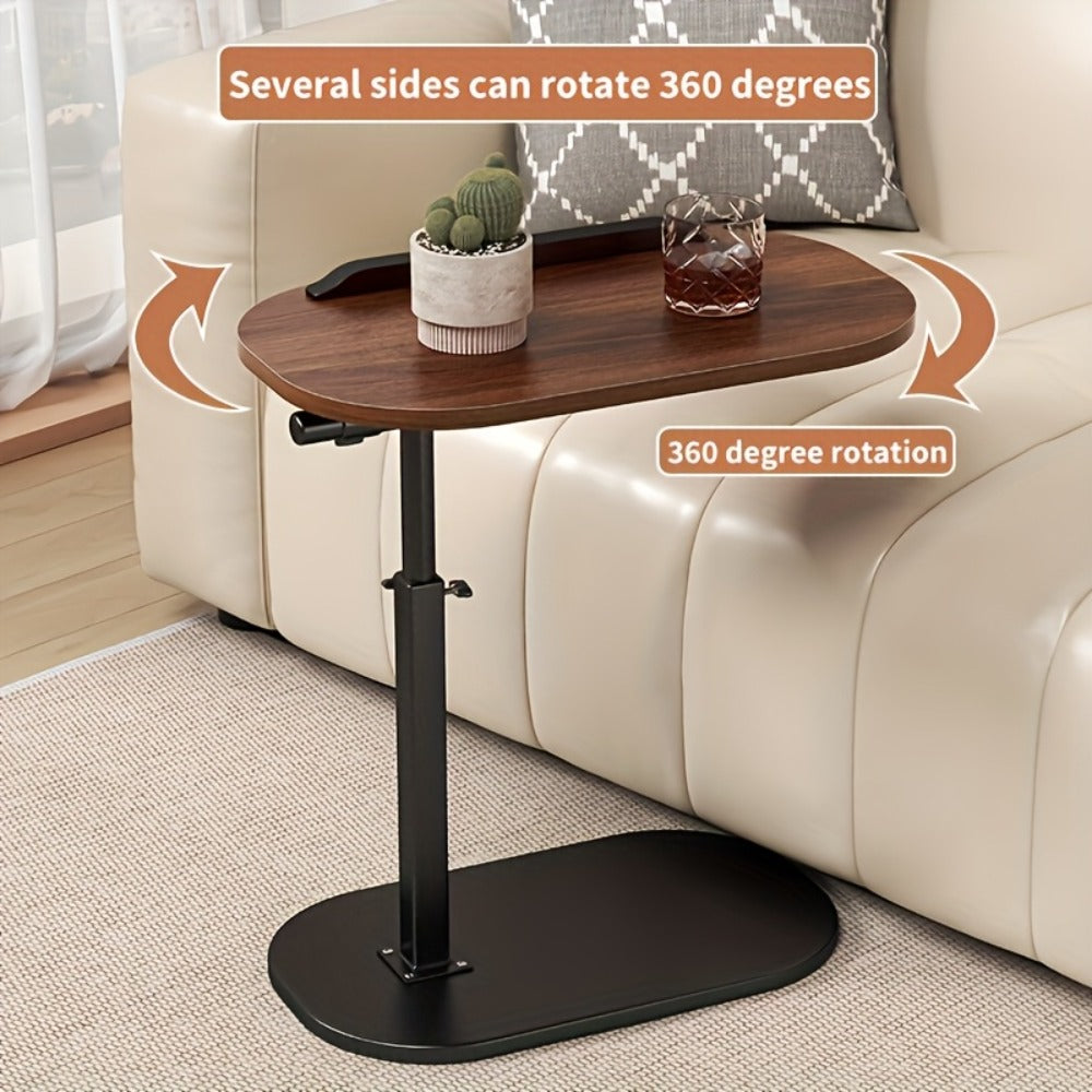 Compact Black Overbed Table with 360-Degree Rotating Top, 53–80 cm Height and 40 x 30 cm Base