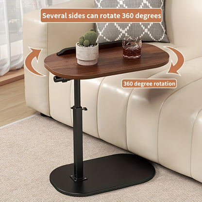 Compact Black Overbed Table with 360-Degree Rotating Top, 53–80 cm Height and 40 x 30 cm Base
