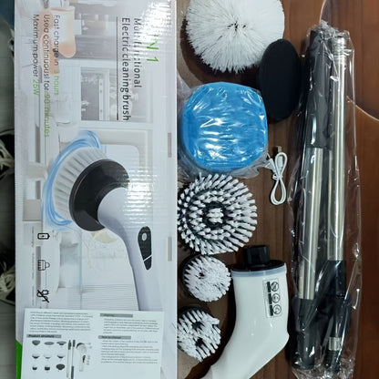 Electric Spin Scrubber with 9 Interchangeable Brush Heads 5 Speed Settings & 3 Extendable for Home Cooking, Dining and Outdoor Meals