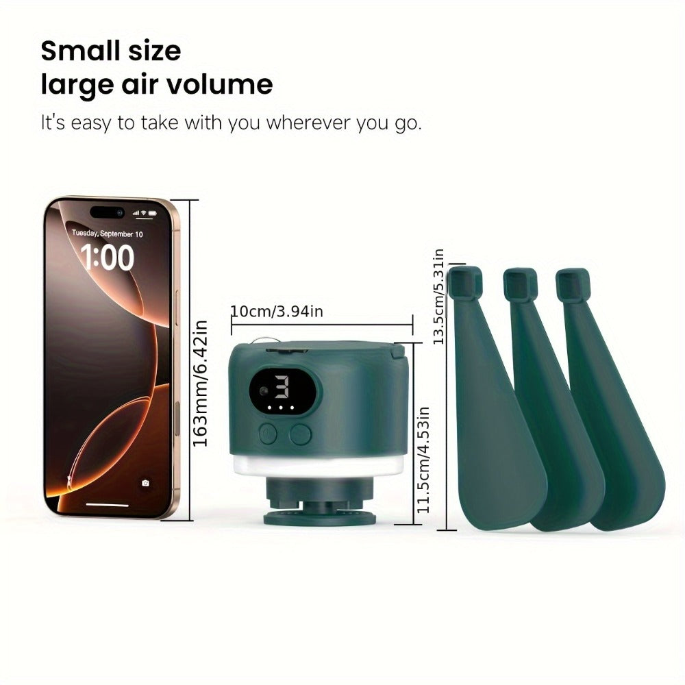 10400mAh Hanging Camping Fan with Remote Control, Three Wind Speeds, LED Light and White or Green Color Options