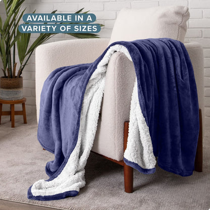Sherpa Flannel Blanket, Double-Layer Ultra Throw for Bed, Sofa & Bedroom Decor, Better Sleep, 14 Colors