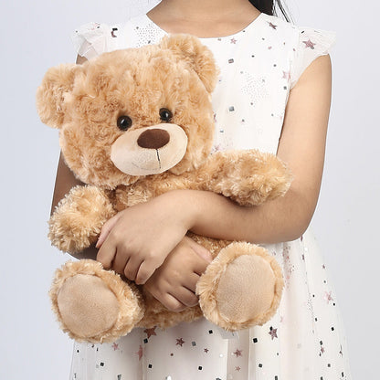Plush Toy Shaggy Brown Teddy Bear 15-Inch with Sitting 12-Inch Format and Classic Bow for Display