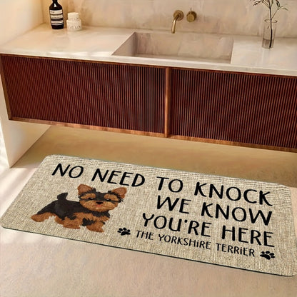 Yorkshire Terrier Entryway Floor Mat with Beige Woven-Look Print in Three Sizes up to 17.71 x 47.24 Inches