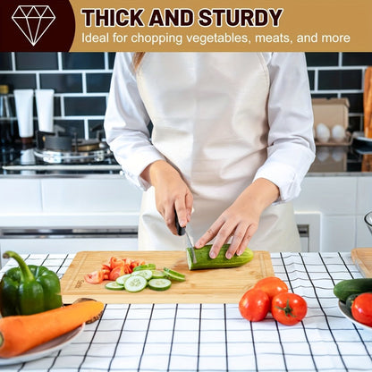 Cutting Board Three-Piece Bamboo Set with Juice Grooves, Carry Handles and Three Nested Sizes