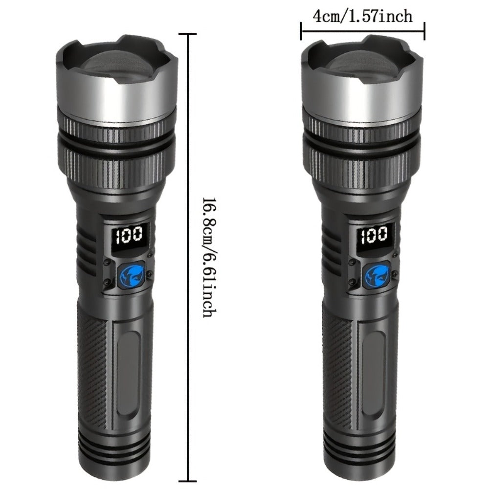 Flashlight 1000-Lumen Rechargeable 2-Pack with Digital Display, Type-C Input and USB Power Output