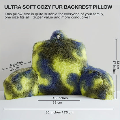 Reading Pillow with Arms - Camo Tie-Dye Plush Backrest Pillow for Bed, Sit-Up Support for Reading