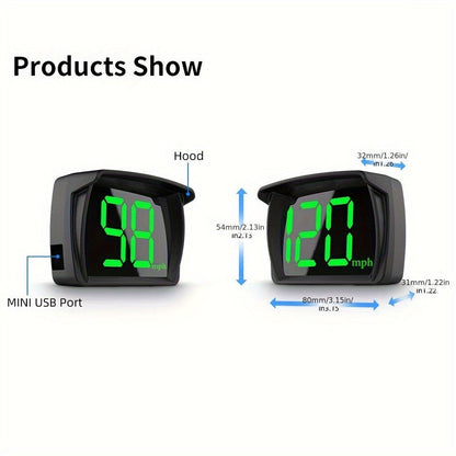 Car HUD Head Up Display OBD2 + GPS Speedometer 3-Inch Windshield Projector, Real-Time Speed MPH, Universal Fit for Cars Trucks Buses Bikes
