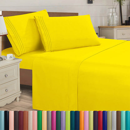 Microfiber Bed Sheet Set 4-Piece Deep Pocket Cooling Sheets Twin Full Queen King Cal King Split King