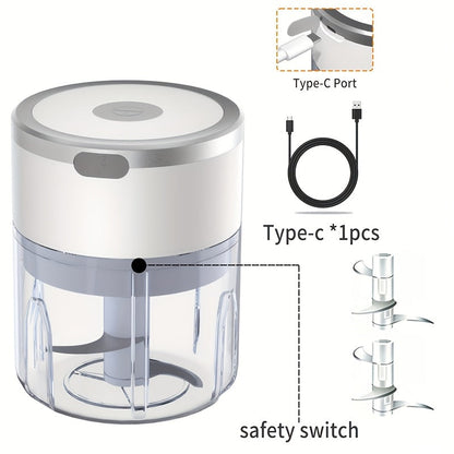 Mini Electric Garlic Chopper USB Rechargeable - Electric Food Chopper & Masher, Portable Garlic Crusher for Meat