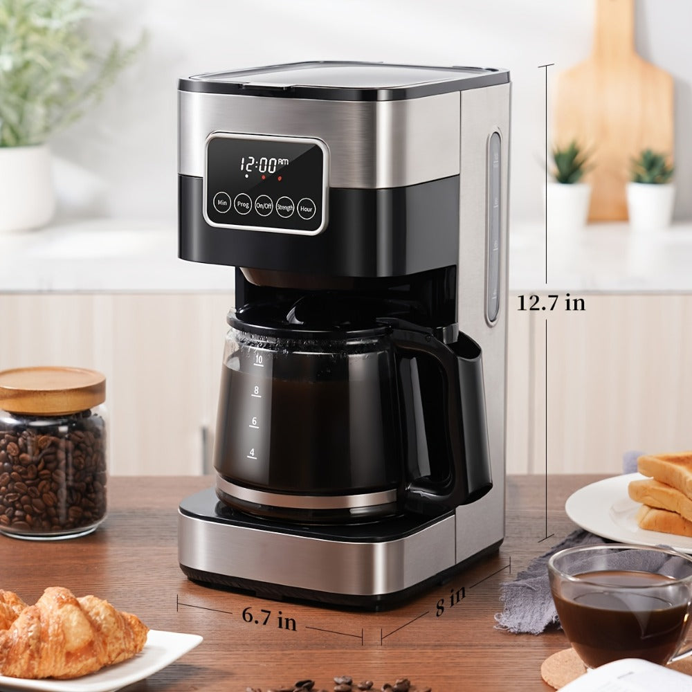 Programmable Drip Coffee Maker 10-Cup Touchscreen Pause and Serve Stainless Steel Carafe for Home Cooking, Dining and Outdoor Meals