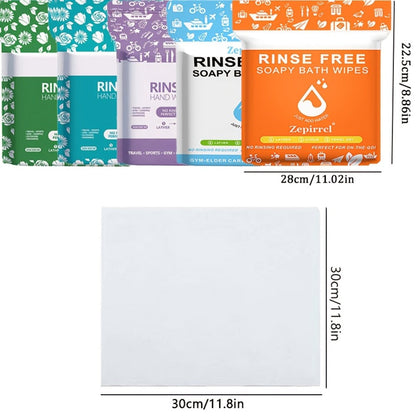 Disposable No-Rinse Soap Towel Sheets for Travel Camping Gym - Portable Foam Bath Towel for Bath Time, Home Spa and Personal Care