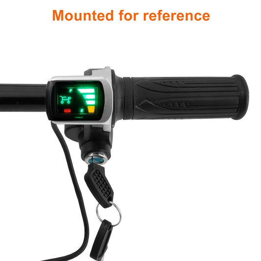 Electric Bike Scooter Key Throttle Grip Handle with LCD Display | 24V 48V Compatible | E-Bike Twist Throttle with Power Lock Wiring