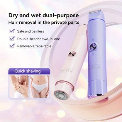 Electric Epilator for Women Double Head USB Rechargeable Hair Removal Shaver Bikini Trimmer Body Private Area Grooming Device
