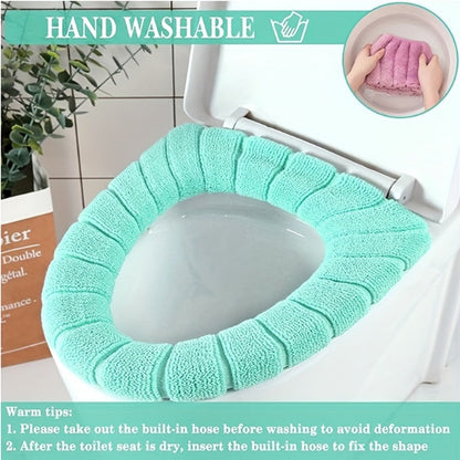 Five-Pack Plush Toilet Seat Ring Covers in Beige, Gray, Green, Blue and Pink, 31cm Outer Diameter