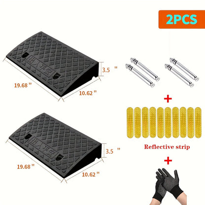 Portable Plastic Car Ramps – Heavy Duty Anti-Slip Threshold Ramps for Cars, Wheelchairs, Bicycles & Medical Equipment, Weather Resistant