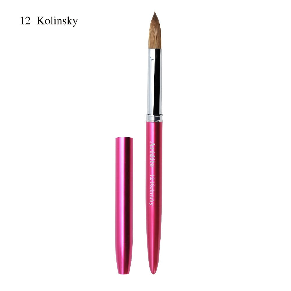 Kolinsky Acrylic Nail Brush Set 100% Pure Kolinsky Hair Flat Shape Sizes #10 #12 #14 – Professional Nail Art Sculpting Extension Brush