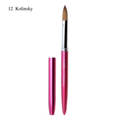 Kolinsky Acrylic Nail Brush Set 100% Pure Kolinsky Hair Flat Shape Sizes #10 #12 #14 – Professional Nail Art Sculpting Extension Brush
