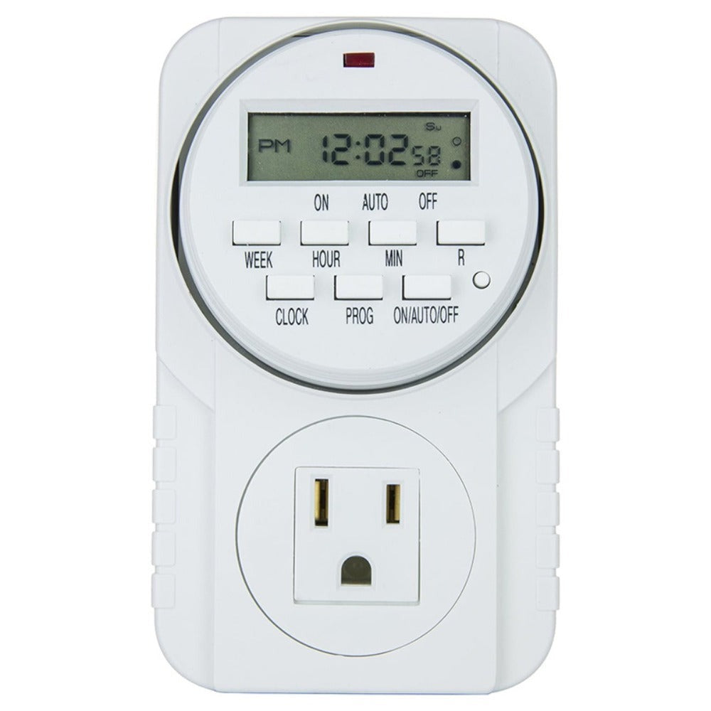 7-Day Digital Programmable Timer with Dual Outlet - Indoor Electric Timer for Hydroponics, Lamp, Light