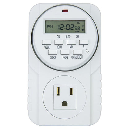 7-Day Digital Programmable Timer with Dual Outlet - Indoor Electric Timer for Hydroponics, Lamp, Light