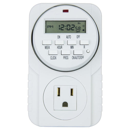 7-Day Digital Programmable Timer with Dual Outlet - Indoor Electric Timer for Hydroponics, Lamp, Light