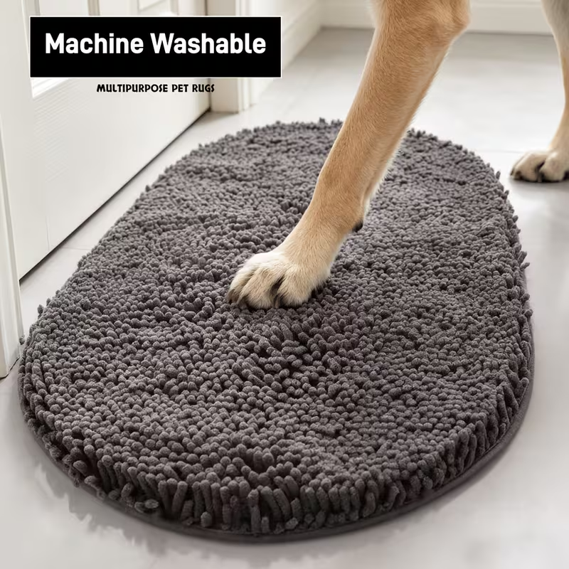 Chenille Dog Door Mat Super Muddy Paws Pet Rug Gingham Entryway Mat Indoor Outdoor Multiple Sizes & Colors
