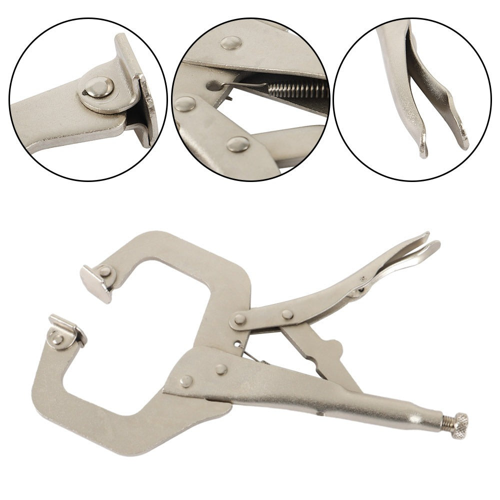 Locking C Clamp Set 5-Piece 11-Inch, Adjustable Vise Grip Pliers with Swivel Pad Jaws, Heat-Treated Alloy Steel