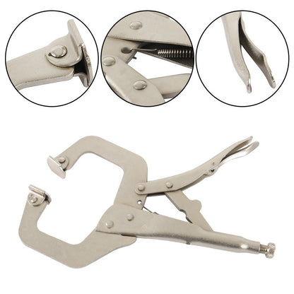 Locking C Clamp Set 5-Piece 11-Inch, Adjustable Vise Grip Pliers with Swivel Pad Jaws, Heat-Treated Alloy Steel