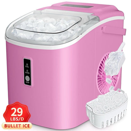 Self-Cleaning Ice Maker Countertop 8 Cubes in 6 Minutes, 2 Ice Sizes S/L, 26-Per Day, Smart ICE FULL & ADD WATER Indicators