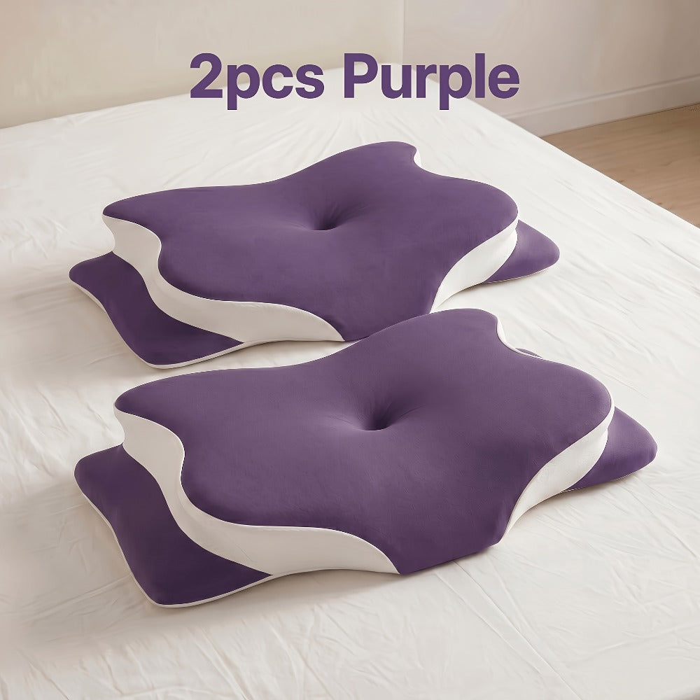 Cervical Neck Pillow for Sleeping - Butterfly Contour Memory Foam Support for Back & Side Sleepers